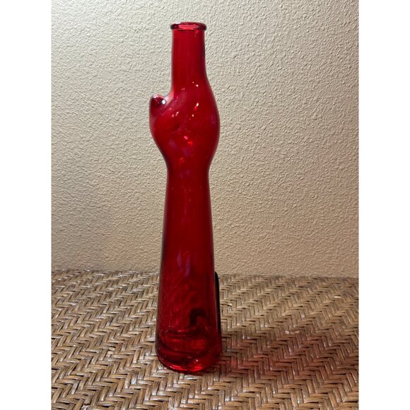 Vintage Red Glass Cat-Shaped Decanter Decorative Bottle Figurine - Picture 4 of 7